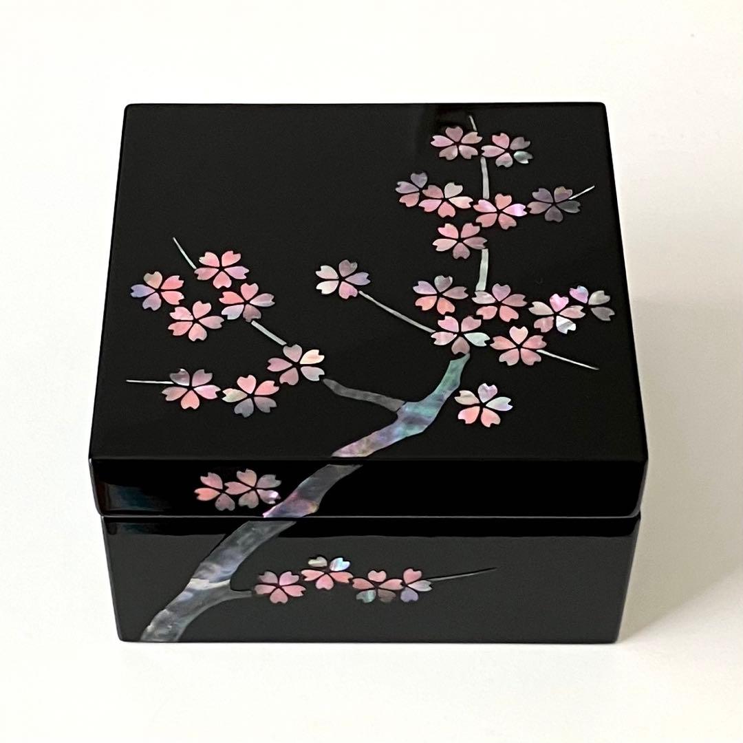 漆器のアソベ 漆器 宝石箱 ジュエリーボックス 小物入れ 桜花 正角