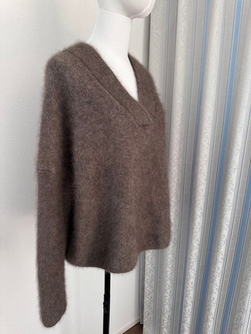 noble ノーブル　ファーニットVネックプルオーバー　ブラウン