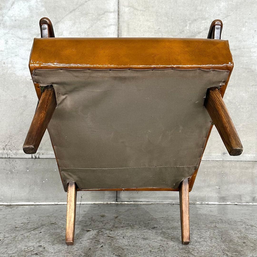 ✦1960〜1970✦PUレザー張り　ラウンジチェア 木製脚　喫茶店　昭和レトロ