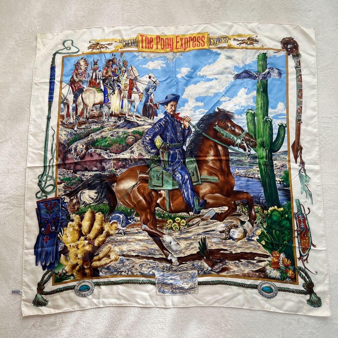 エルメス HERMES カレ90 THE PONY EXPRESS 郵便社