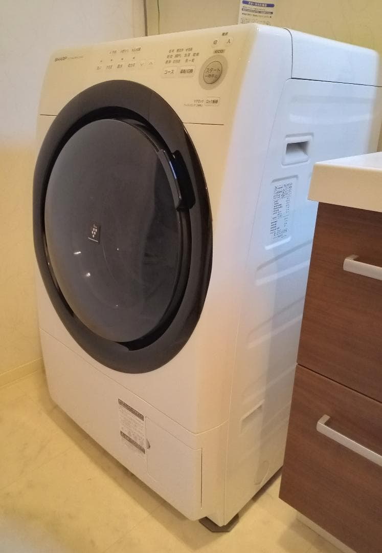 SHARP ドラム式洗濯機 ES-S7E-WL (左開き）本体 ホワイト