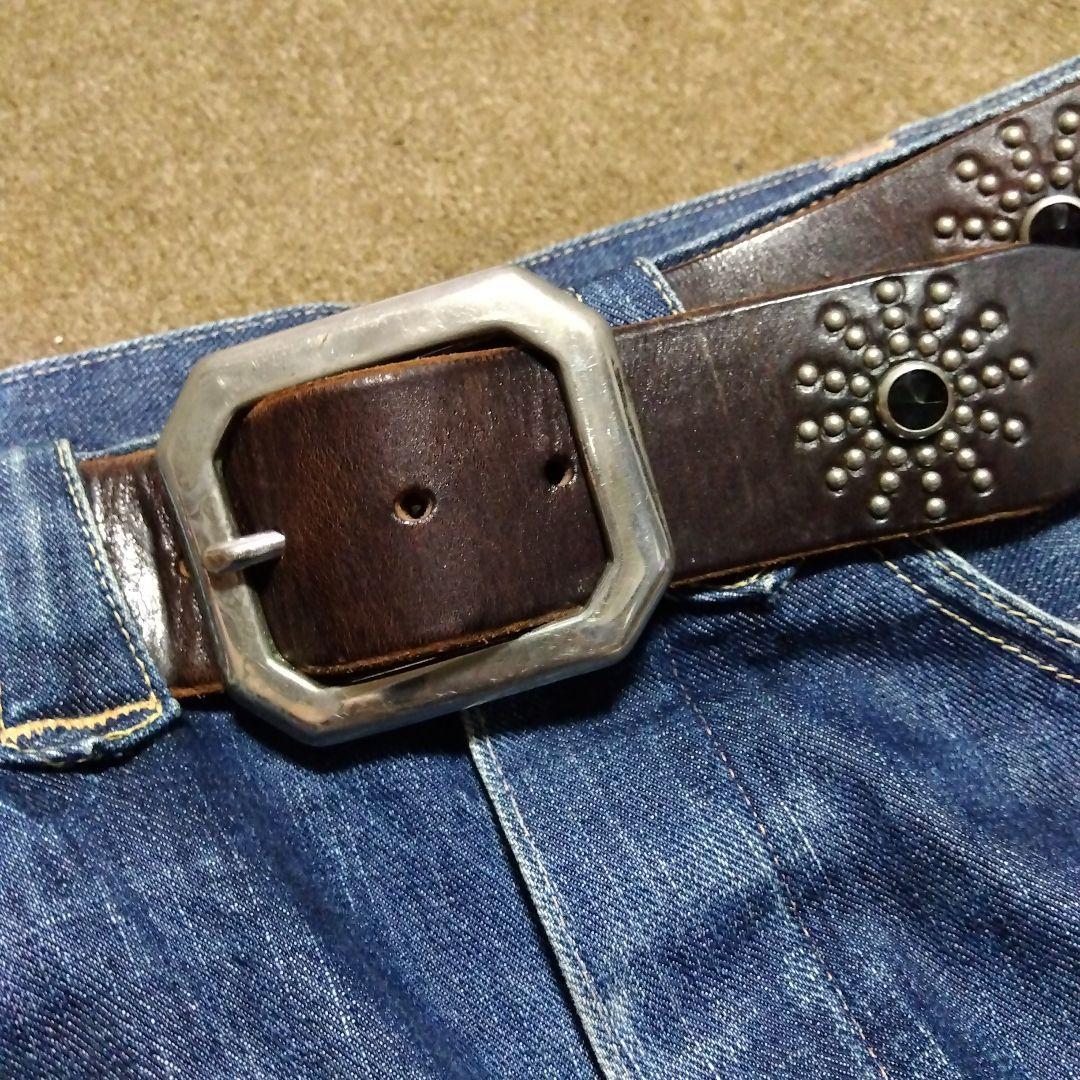 36inch Overlay Peanut スティングレイ スタッズベルト 茶芯