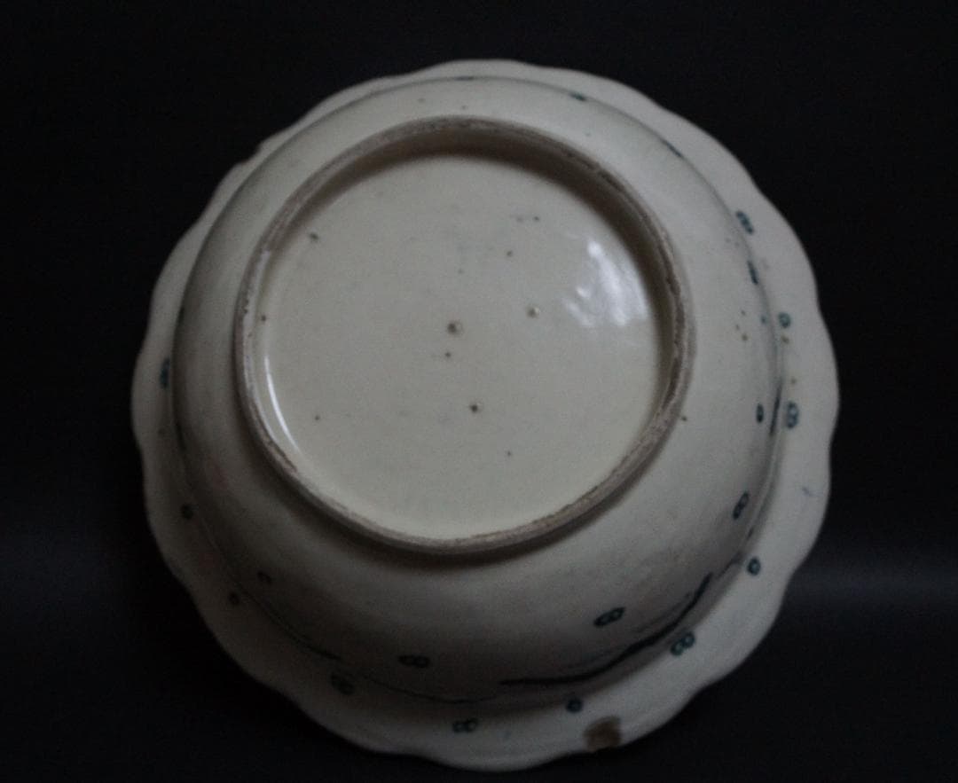 江戸期 古伊万里肥前染付『雲間龍之絵』深鉢 飾り鉢 径34.5cm共箱★希少品★