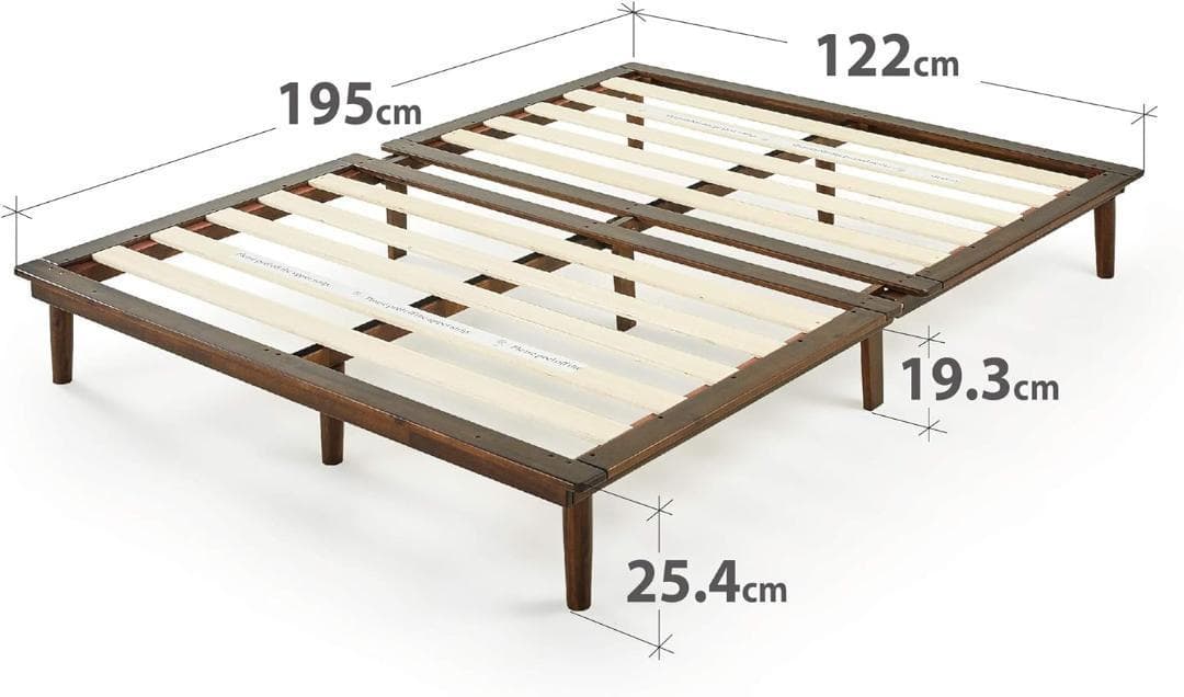 ZINUS 木製 ベッドフレーム セミダブル WoodPlatform ブラウン