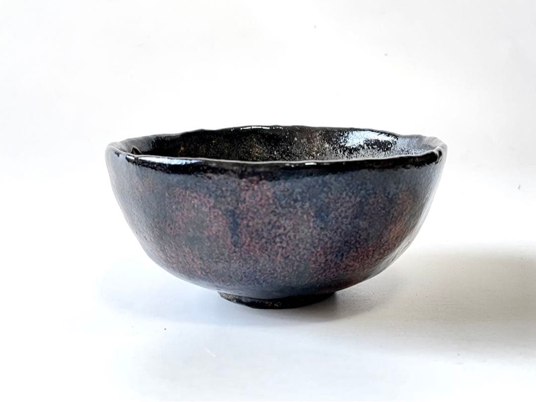 骨董　黒茶碗　黒楽茶碗　樂茶碗　アンティーク　楽焼　箱付き　一入作　了入