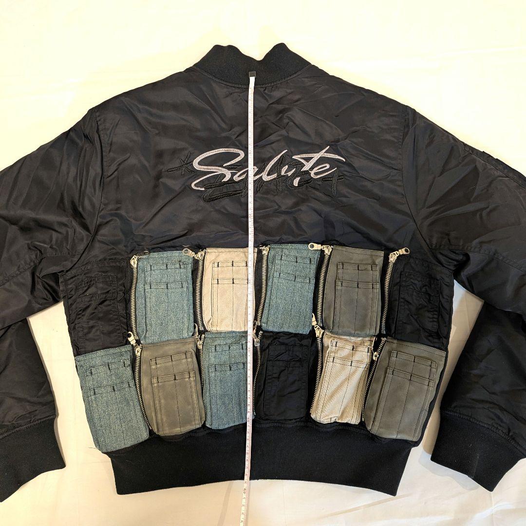 【激レア】SALUTE サルーテ MA-1 マルチポケット 背面ロゴ刺繍 黒 M