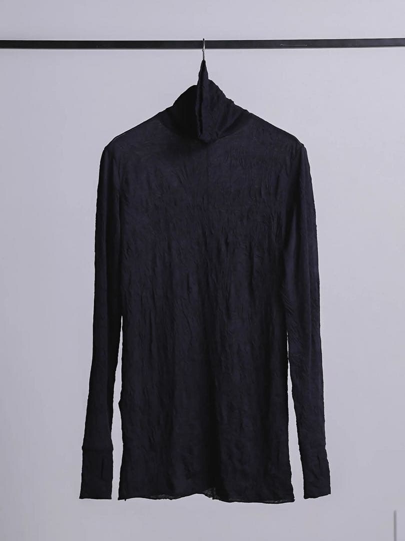 PRY Craft Fabric Layered Turtle-neck 黒2