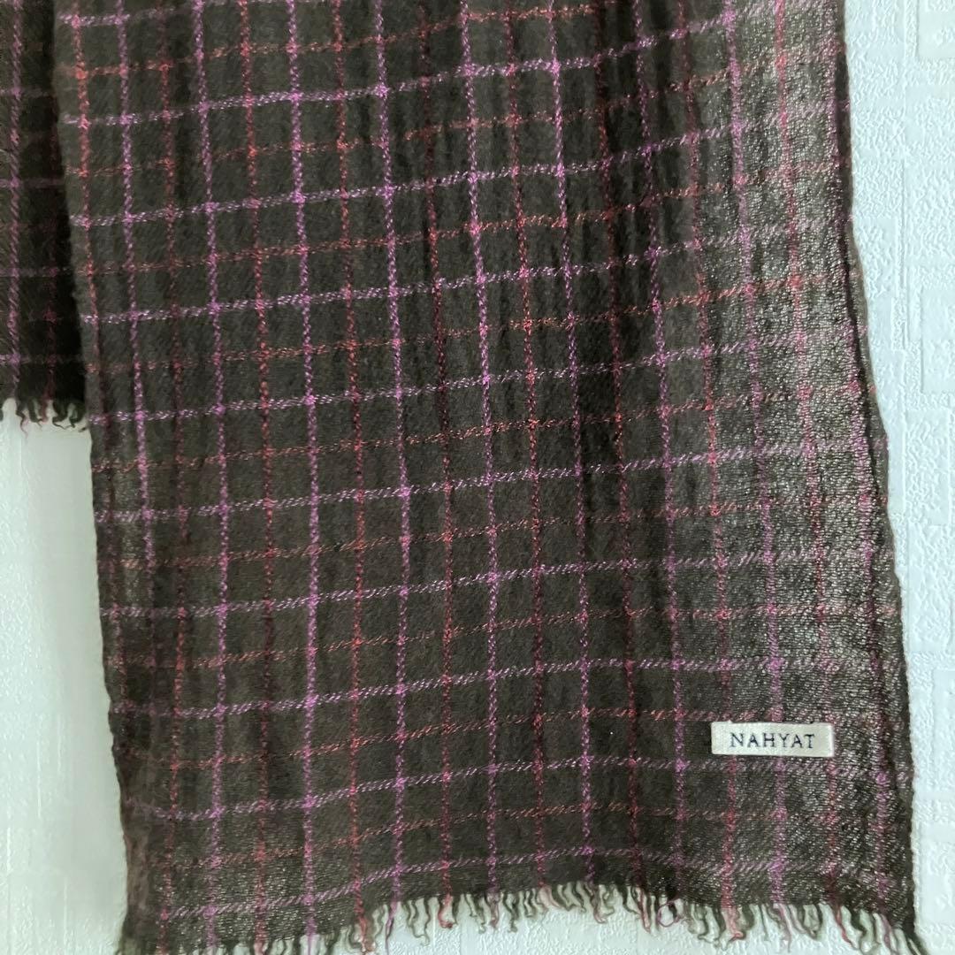 ナヤット　NAHYAT ストール　ピンチェック　オリーブブラウン