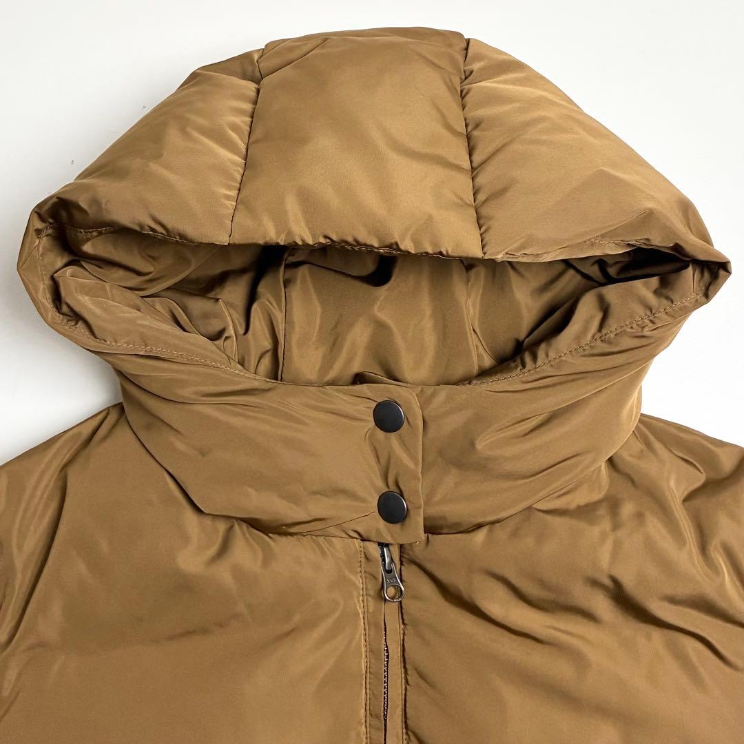 【未使用】PINORE(ピノーレ)フーデッドダウンコート/ウエストゴム/キャメル