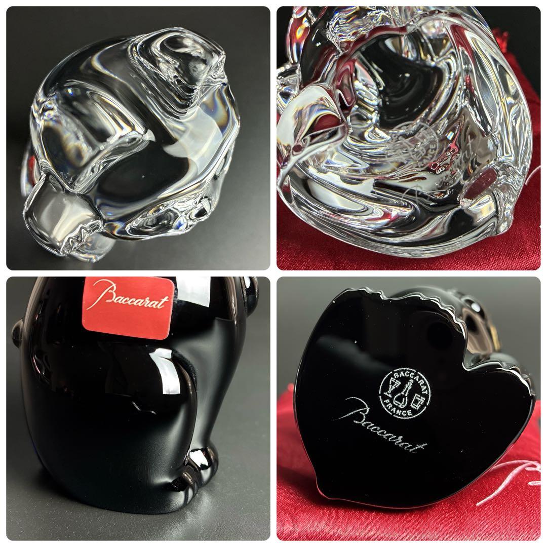 未使用 バカラ まねき猫 クリア ミッドナイト 2個 座布団付き 招き猫 置物