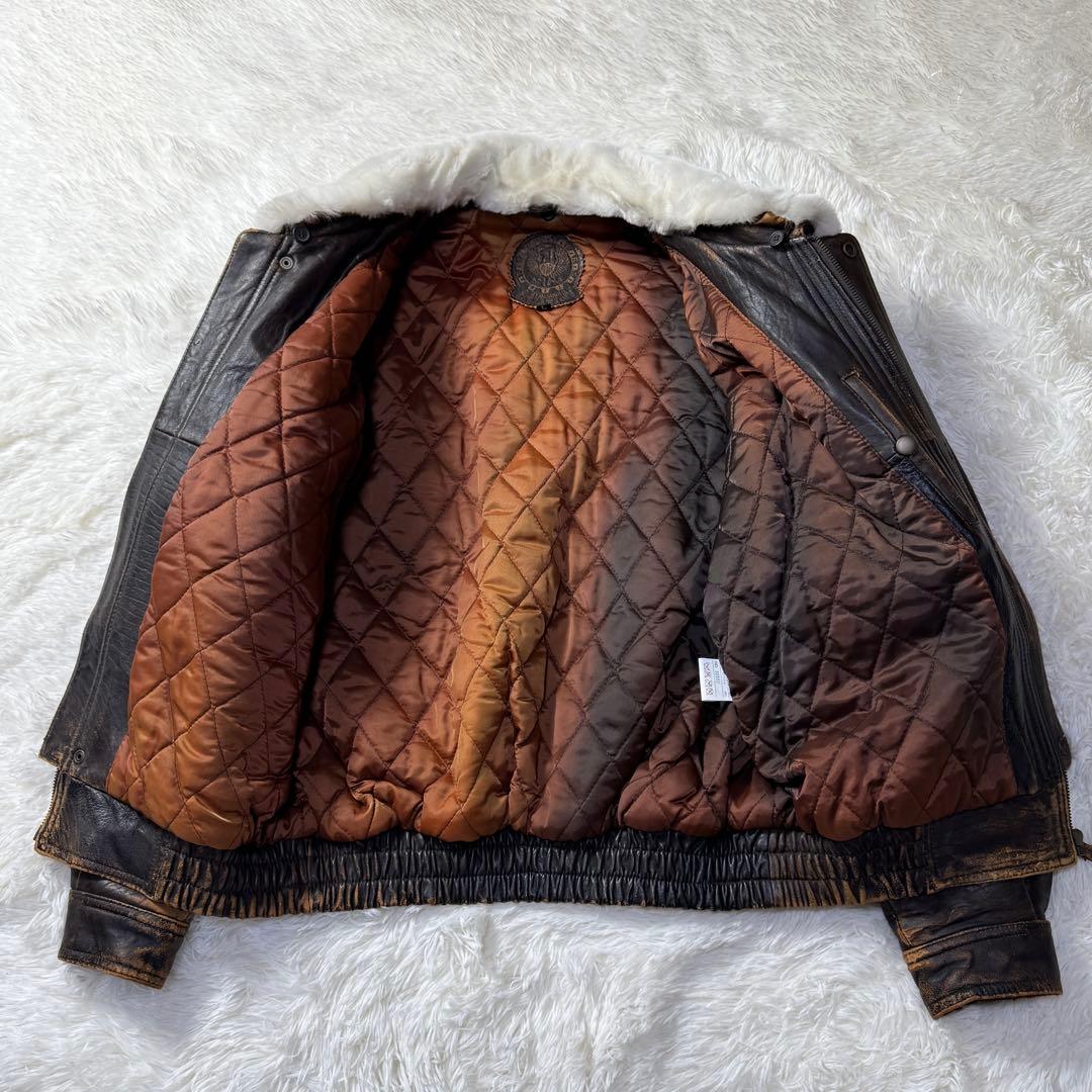 90s vintage G-1 フライトレザージャケット L 襟ボア・中綿入り！