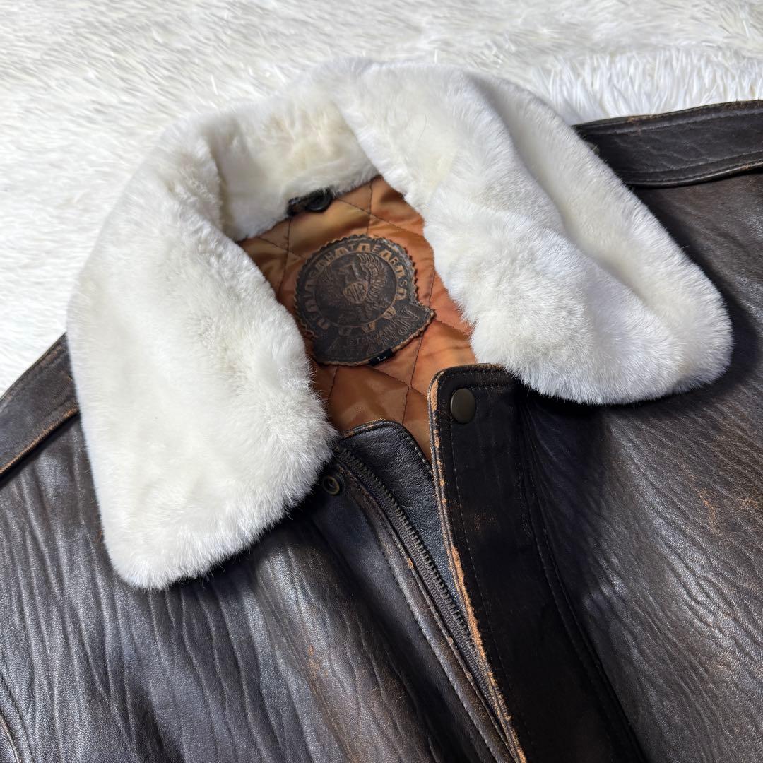 90s vintage G-1 フライトレザージャケット L 襟ボア・中綿入り！