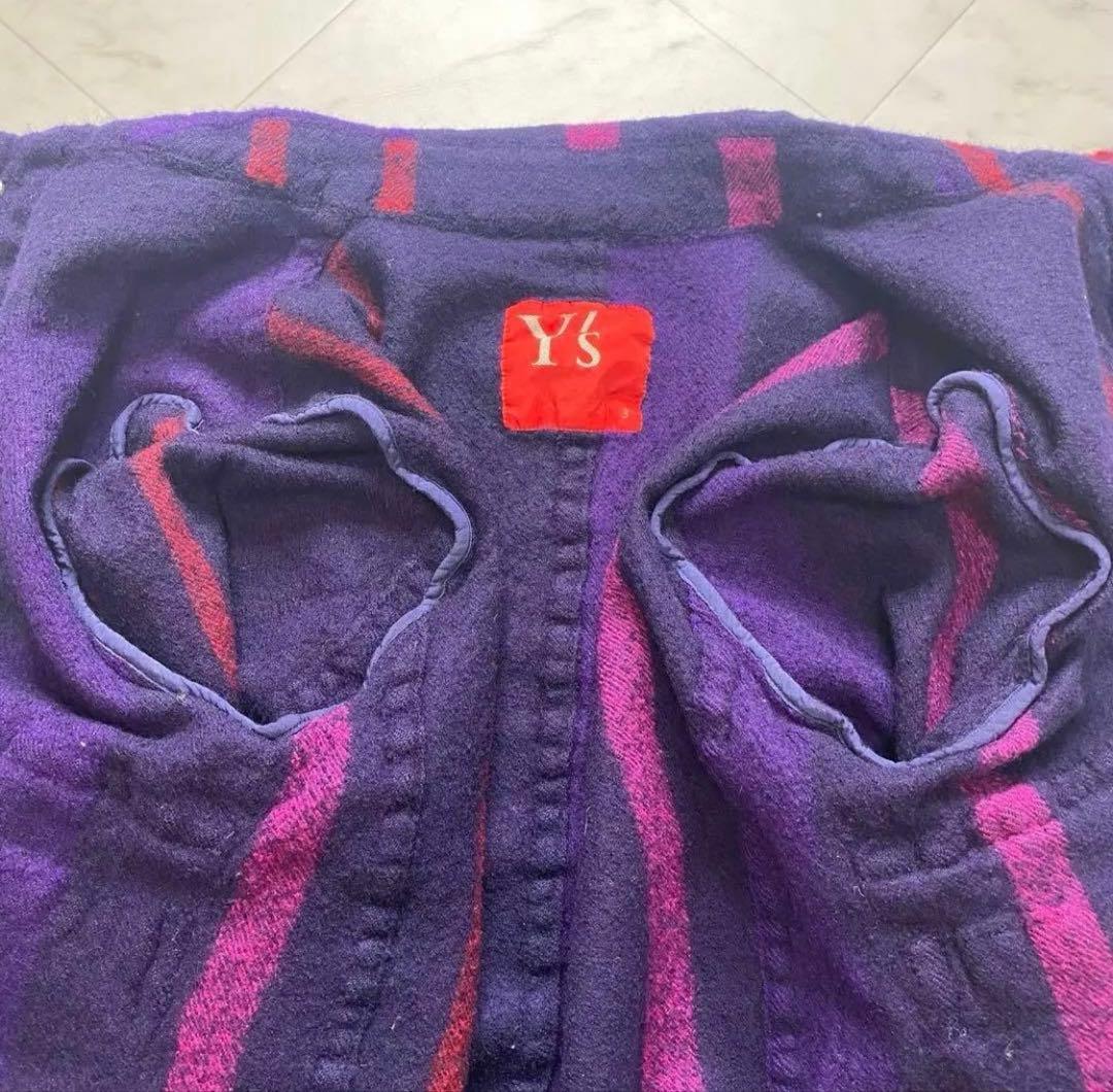 Y's ヨウジヤマモト　圧縮ウール　ジャケット　ストライプ　パープル