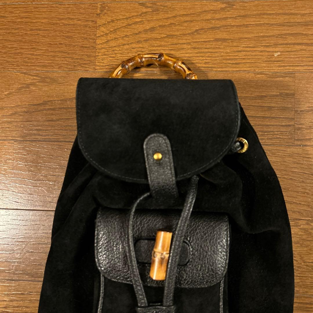 GUCCI bamboo スエード・レザーリュック