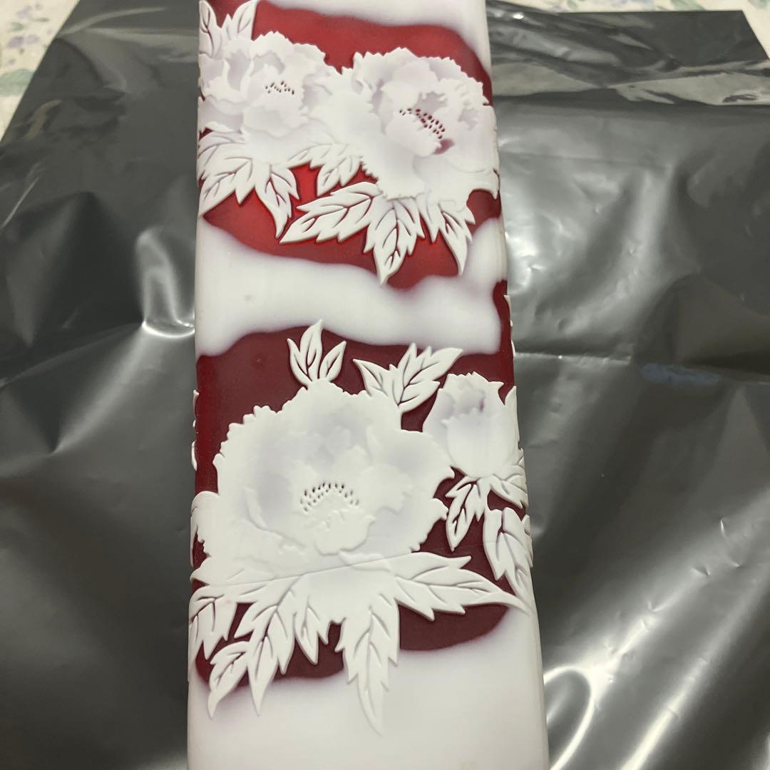 サンドブラスト花瓶　牡丹