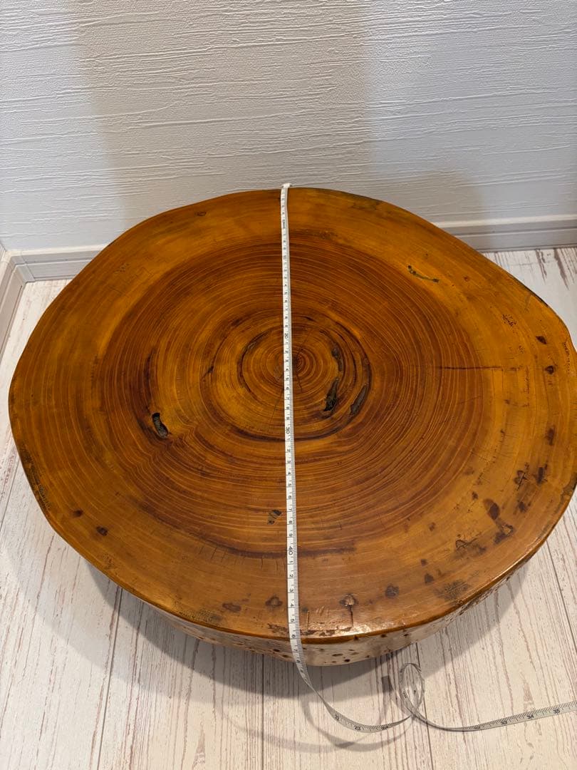 無垢板 一枚板 飾り台 テーブル 木製 昭和レトロ 丸太 輪切り 座卓