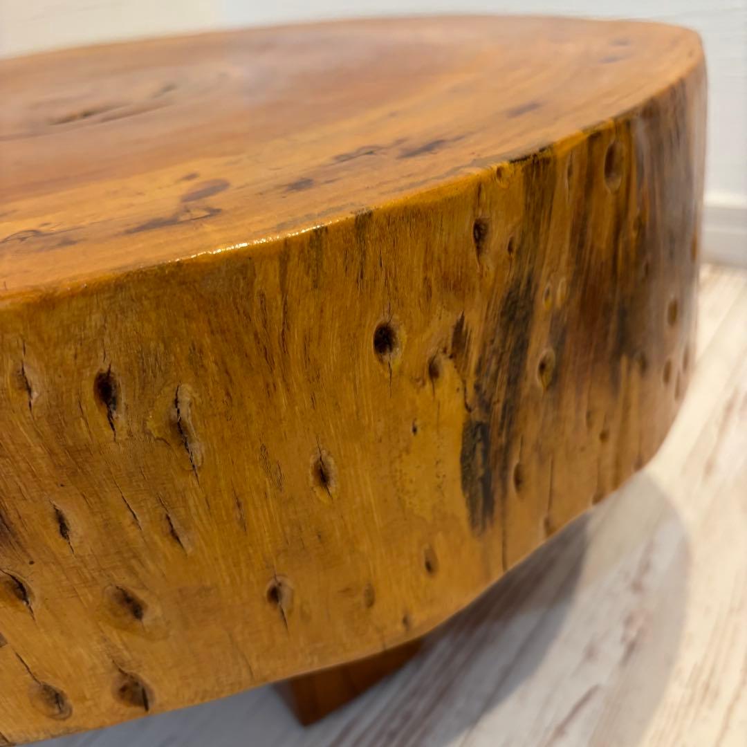 無垢板 一枚板 飾り台 テーブル 木製 昭和レトロ 丸太 輪切り 座卓