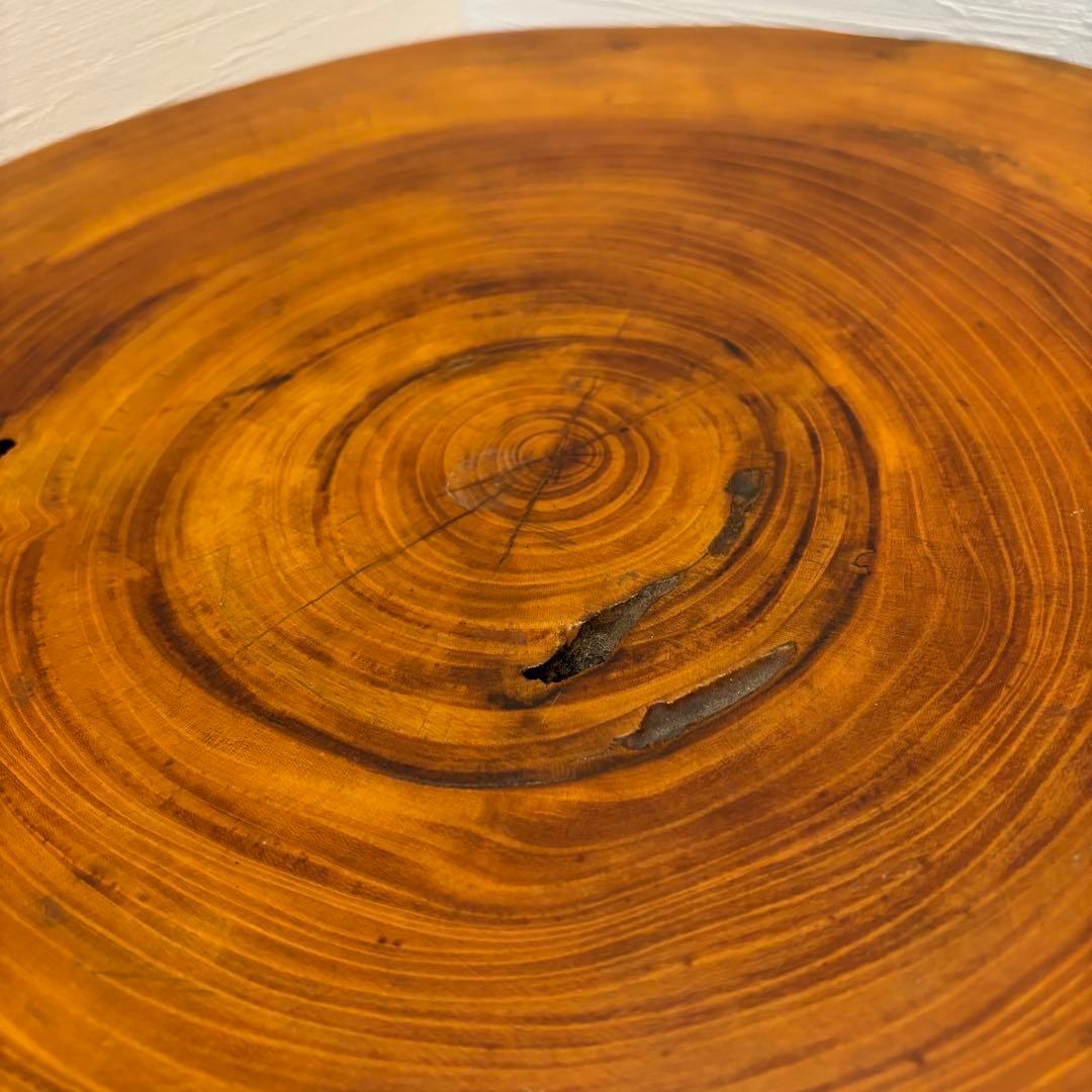 無垢板 一枚板 飾り台 テーブル 木製 昭和レトロ 丸太 輪切り 座卓