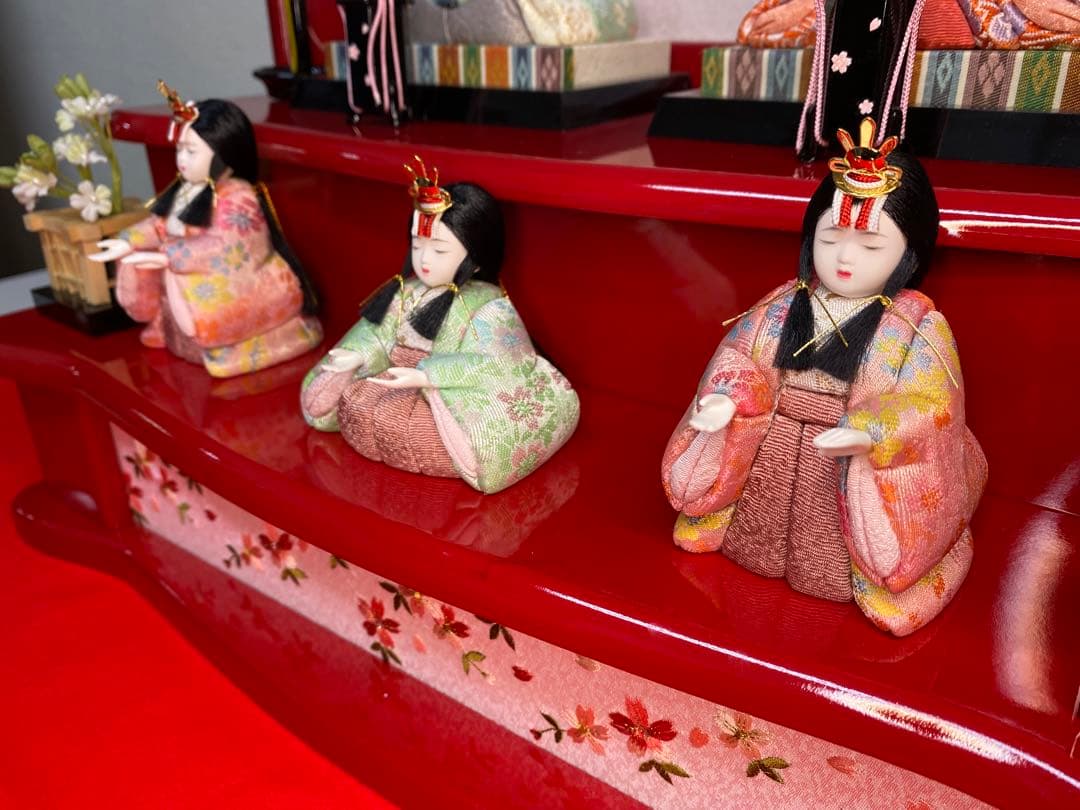 東京久月監製　雛人形　一秀作　江戸木目込人形　親王五人飾り(三人官女付)二段飾り