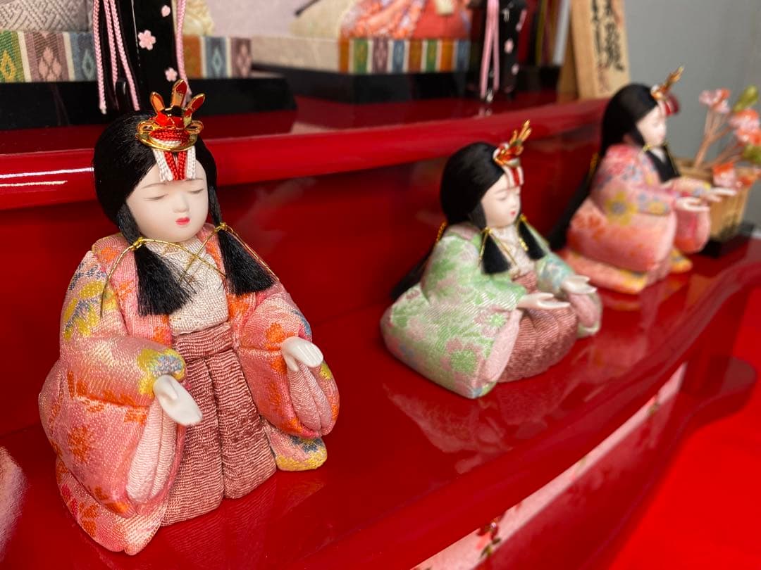 東京久月監製　雛人形　一秀作　江戸木目込人形　親王五人飾り(三人官女付)二段飾り