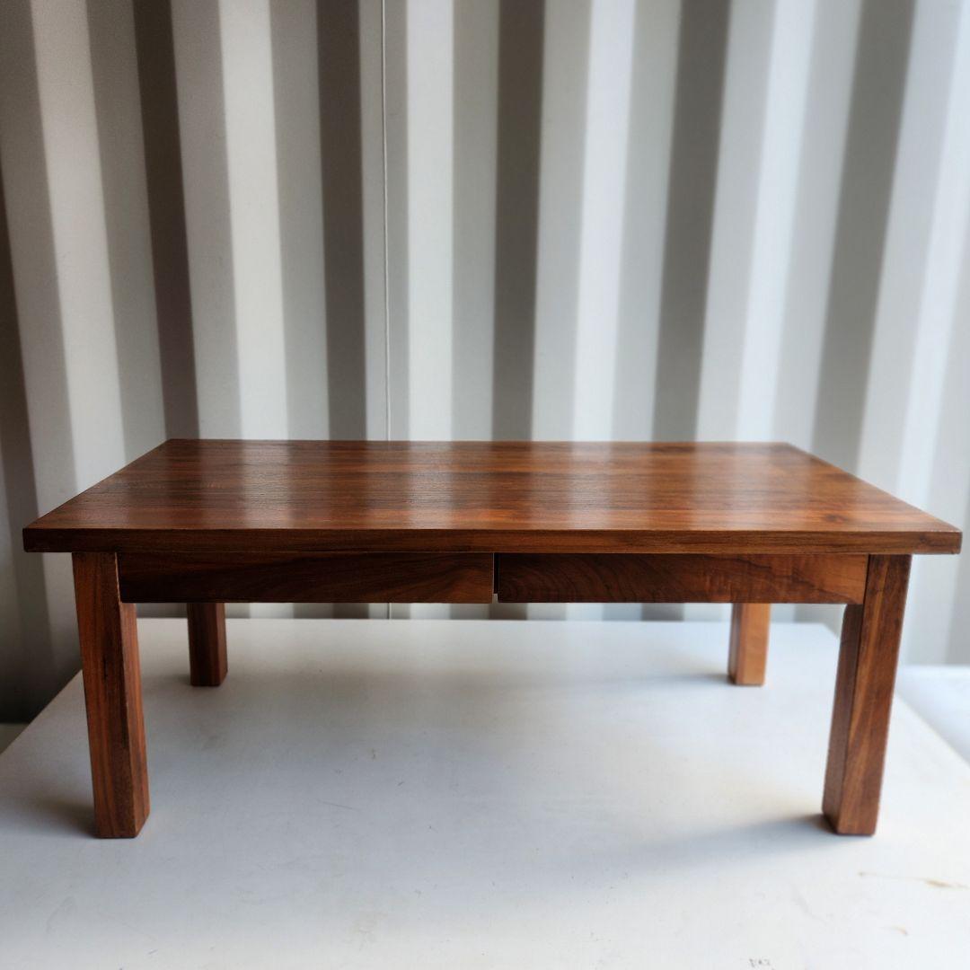 廃盤　無印　無垢材　ローテーブル　引き出し　ウォールナット