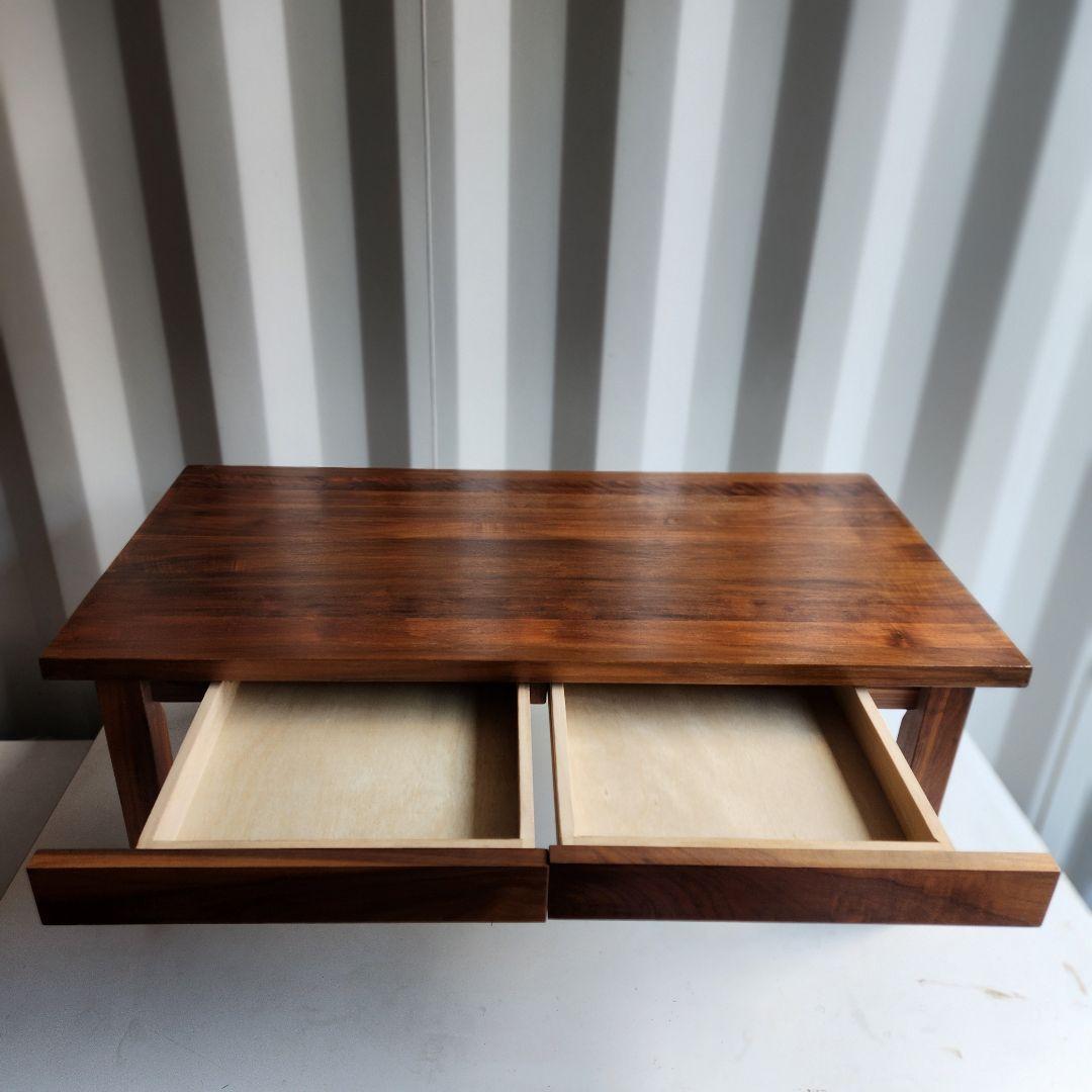 廃盤　無印　無垢材　ローテーブル　引き出し　ウォールナット