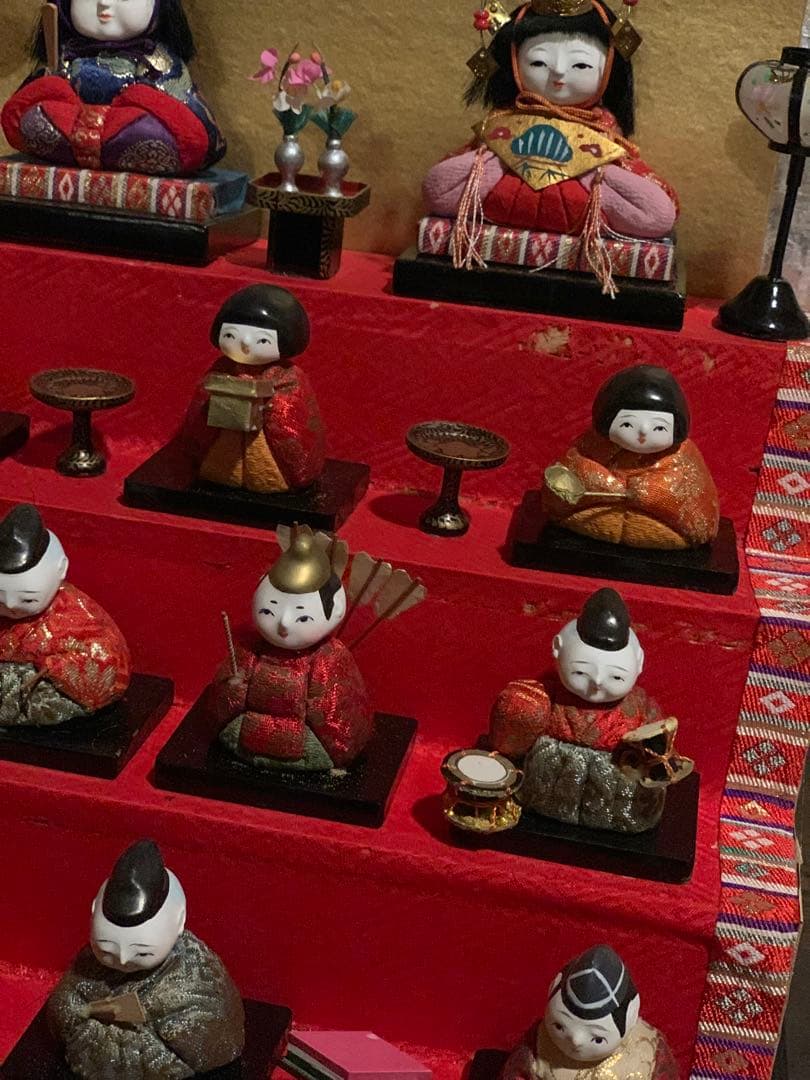 雛人形 雛祭り ミニひな壇 伝統的な五段式雛人形 アンティーク レトロ 三人官女
