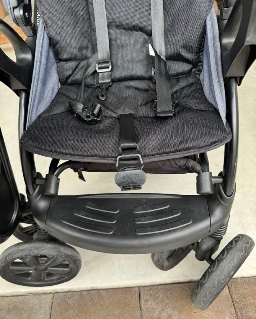 二人乗りベビーカー カトージ 二人でゴーDX デニム レインカバー付き