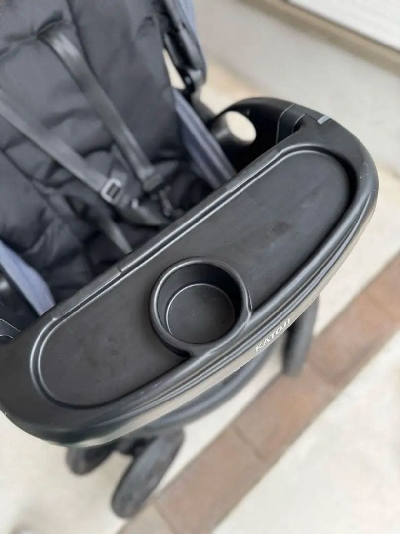 二人乗りベビーカー カトージ 二人でゴーDX デニム レインカバー付き