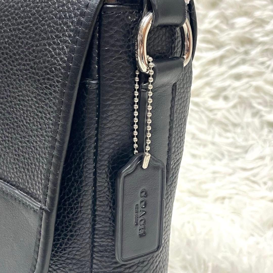 美品✨COACHヘンリーメッセンジャーバッグ ペブルドレザーブラックF54149