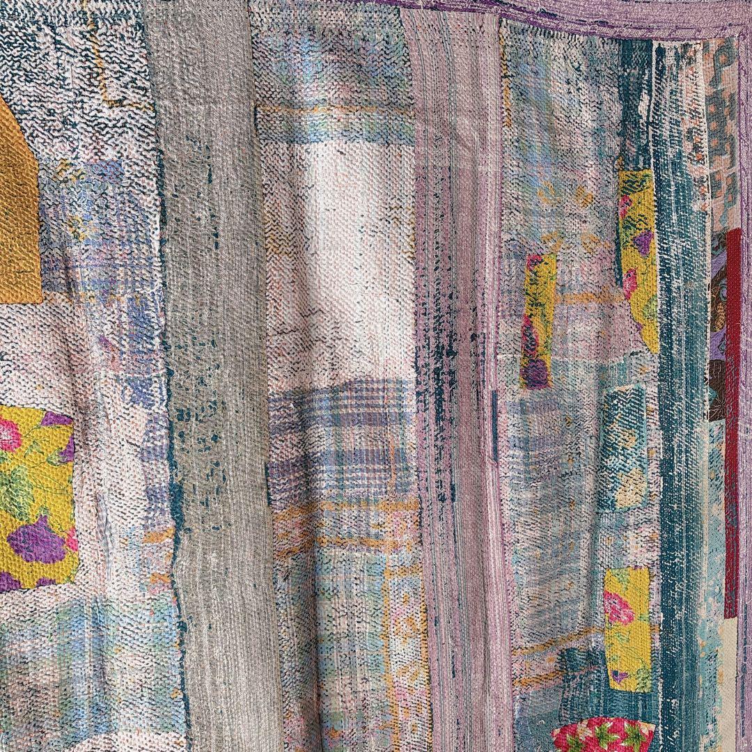 未使用＊ヴィンテージラリーキルト　ノスタルジックパッチワーク　マルチカバーカンタ