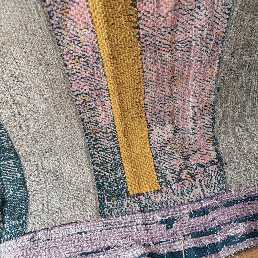 未使用＊ヴィンテージラリーキルト　ノスタルジックパッチワーク　マルチカバーカンタ