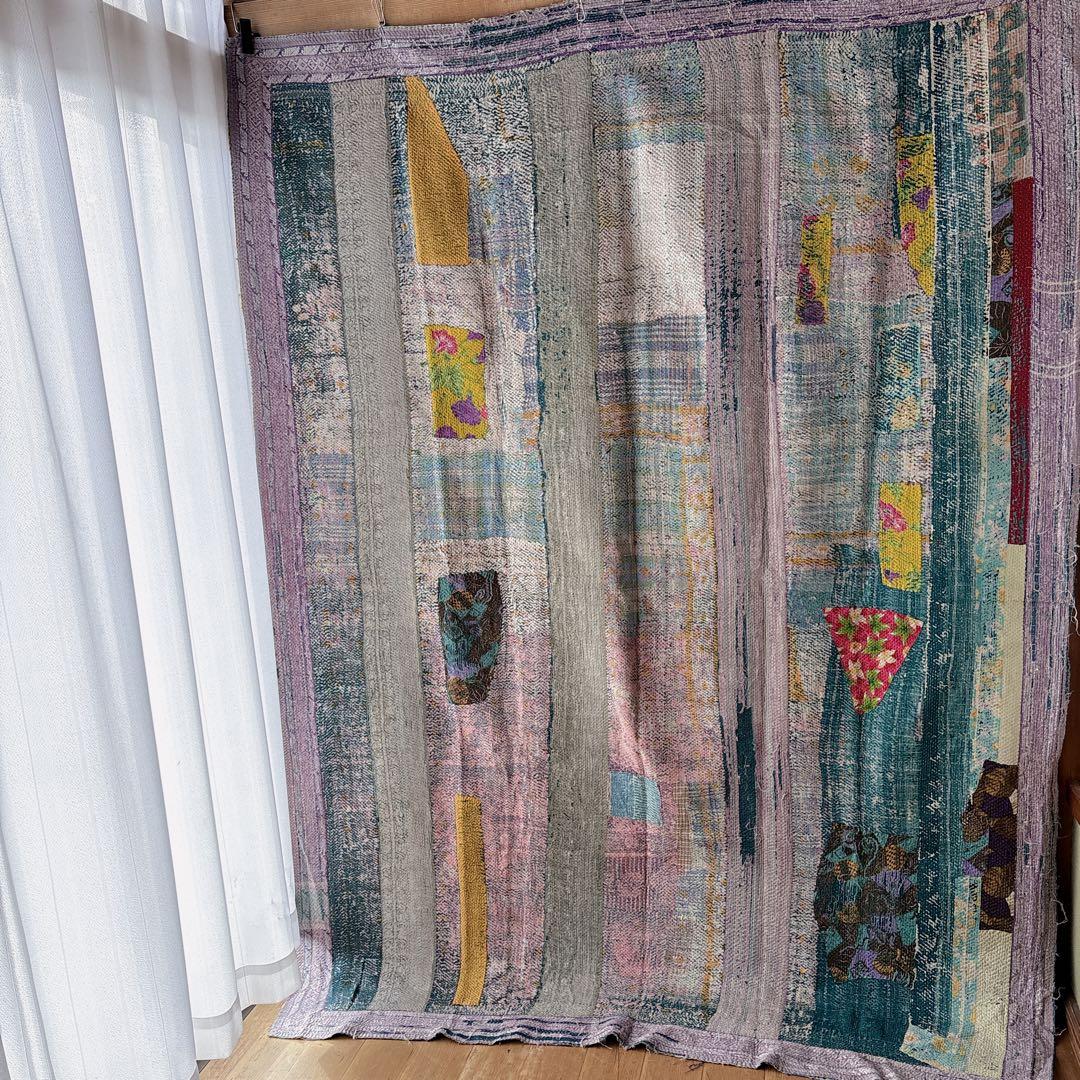 未使用＊ヴィンテージラリーキルト　ノスタルジックパッチワーク　マルチカバーカンタ