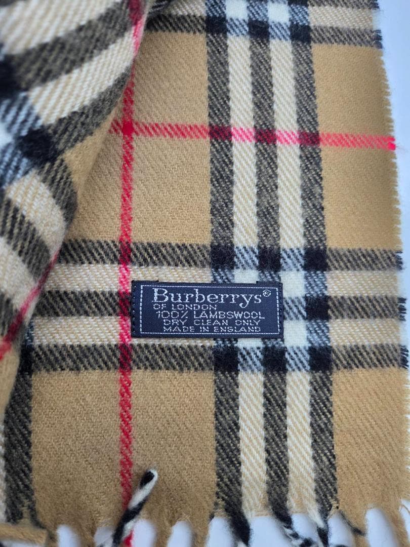 未使用Burberrys チェック柄マフラー ウール100%英国製