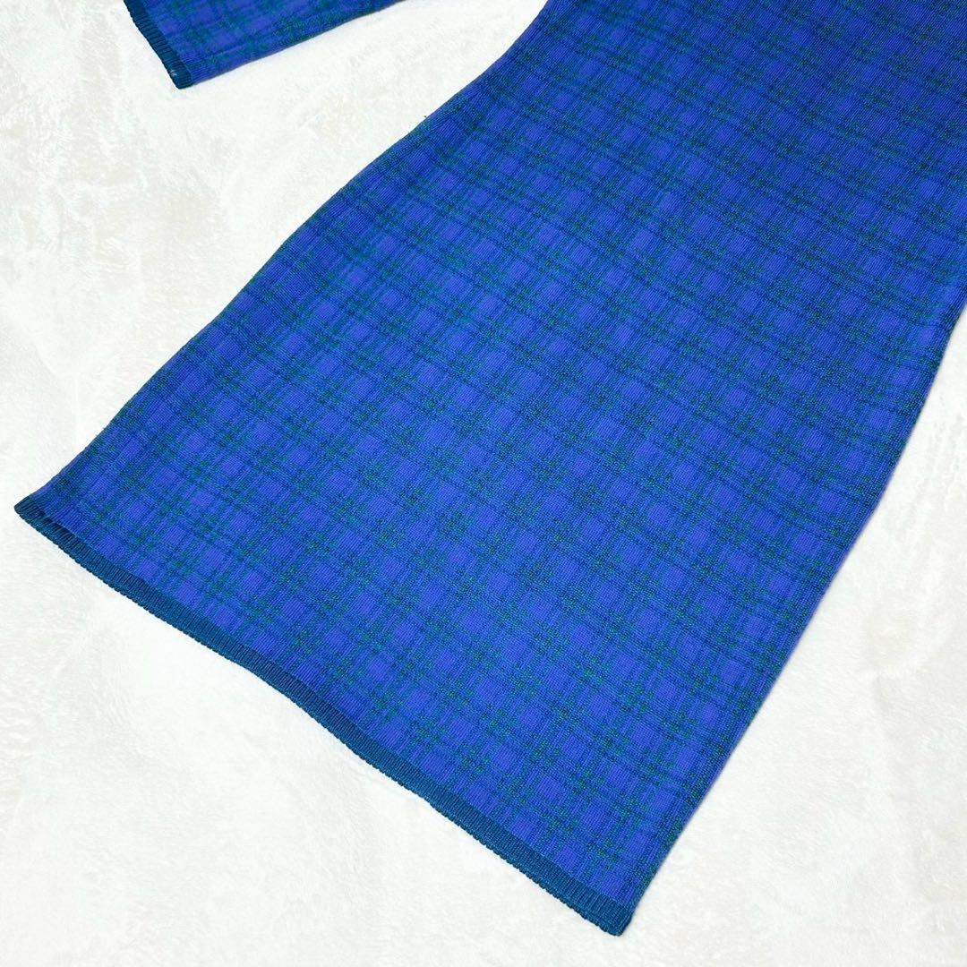 ★美品★イヴサンローラン　ニットワンピース　金ボタン　カサンドラロゴ　チェック