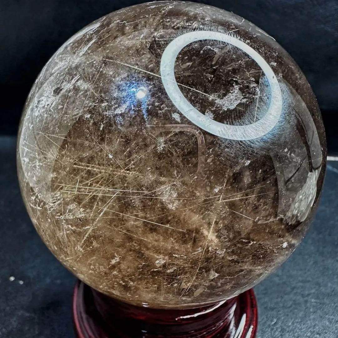 別格高級品❗️虹入り☆スモーキー チルクォーツ 丸玉パワーストーン天然石A1074