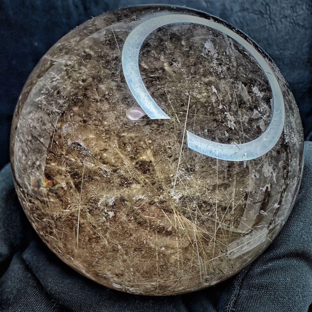 別格高級品❗️虹入り☆スモーキー チルクォーツ 丸玉パワーストーン天然石A1074