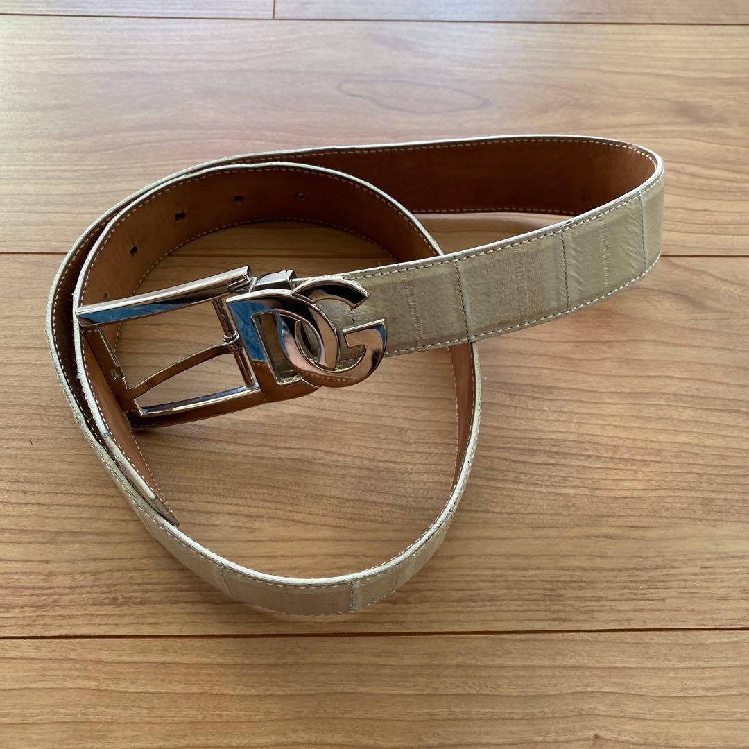 D&G アイボリー レザー ベルト95cm