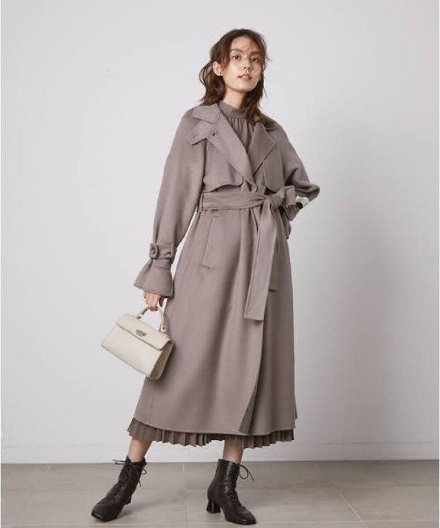 SNIDEL ウロコカシミアスタンダードカラーコート　モカ