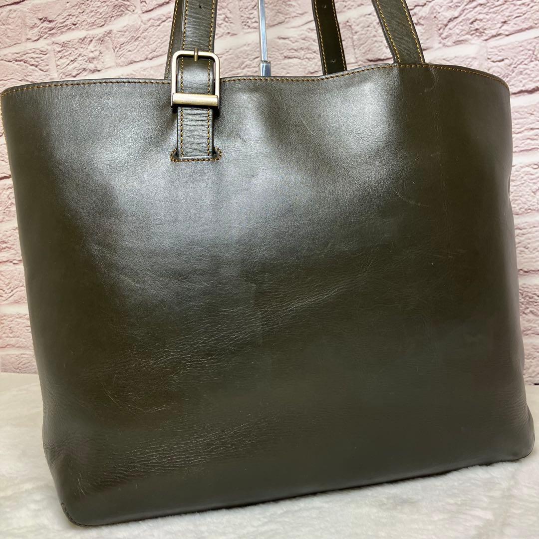マザーハウス✨コハダ M A4可 オリーブ 牛革 レザー トートバッグ 肩掛け