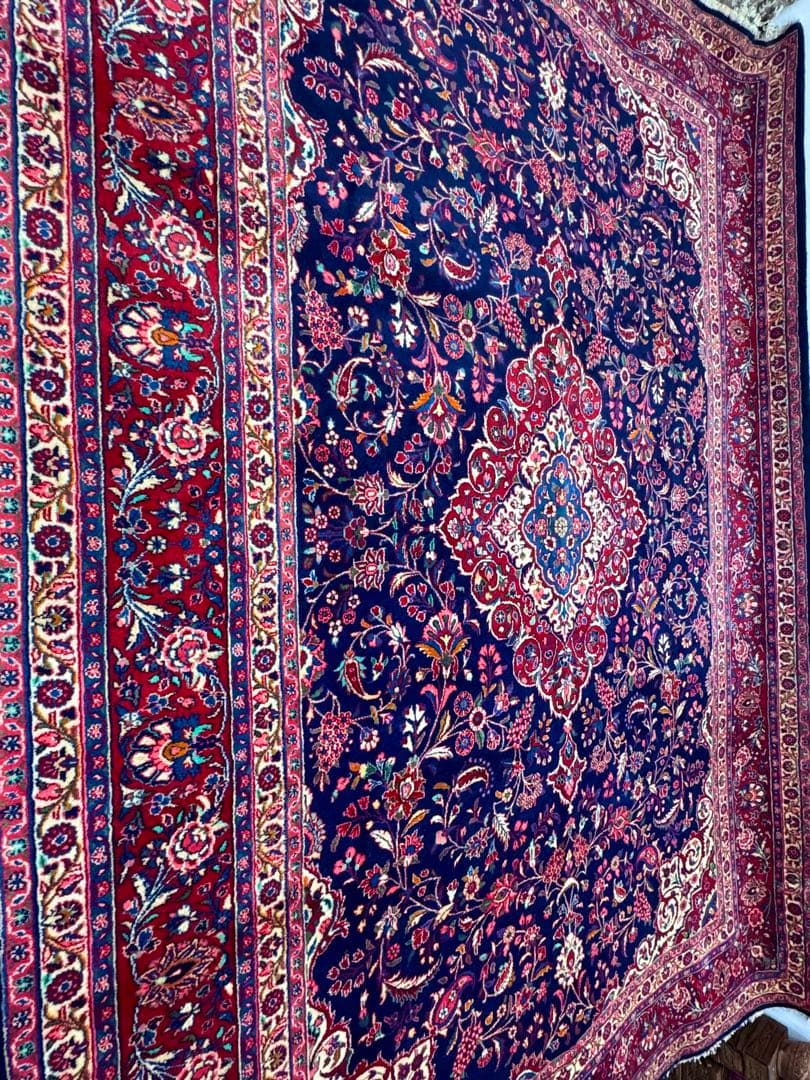 高級ペルシャ絨毯 カシャーン産 ウール100% 手織