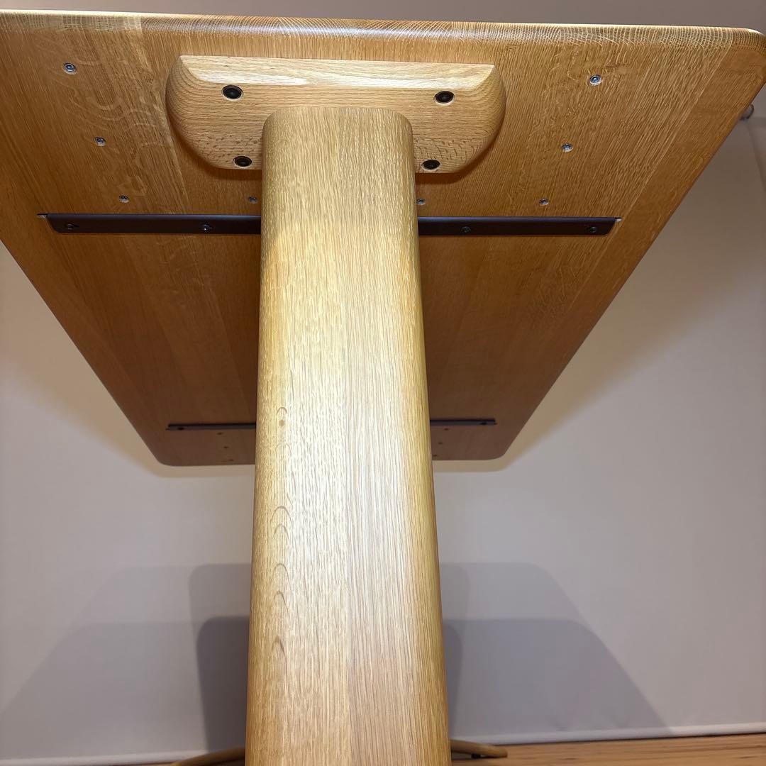 飛騨産業135キツツキマーク無垢オーダーダイニングテーブル侭 角丸型2本脚丸角型