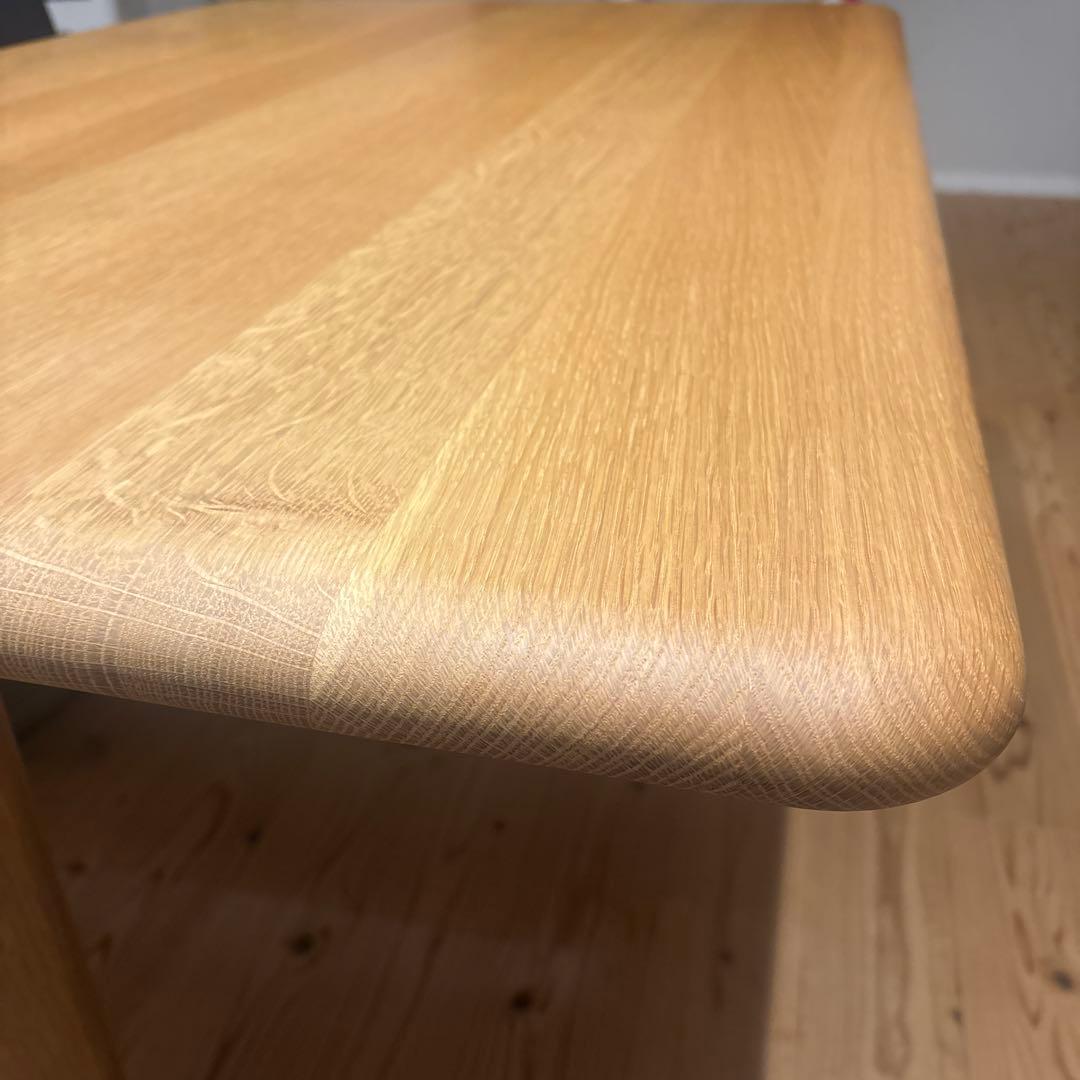 飛騨産業135キツツキマーク無垢オーダーダイニングテーブル侭 角丸型2本脚丸角型