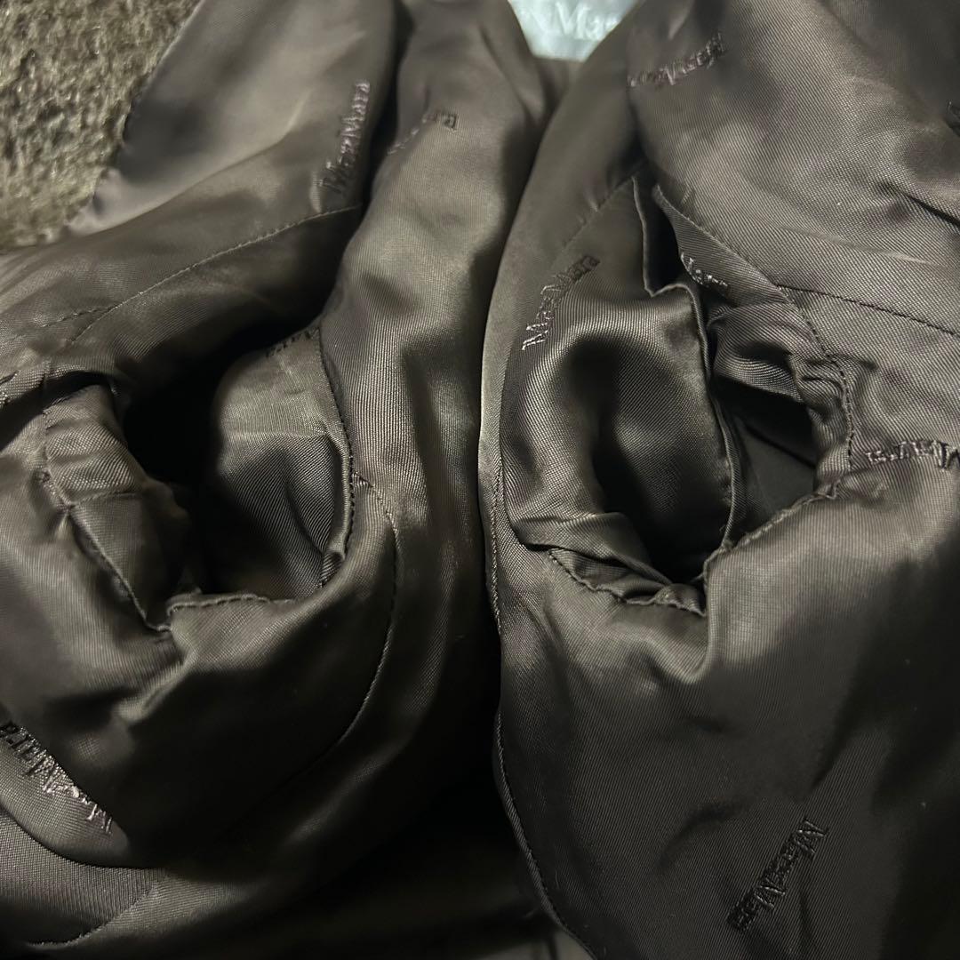 マックスマーラ 銀タグ アルパカシャギーコート ロング 裏地ロゴ ダブル