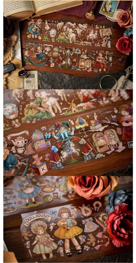 のこり２✩SALE✩J198＃朵拉的玩偶屋(炫彩)切り売り海外人物マステ女の子