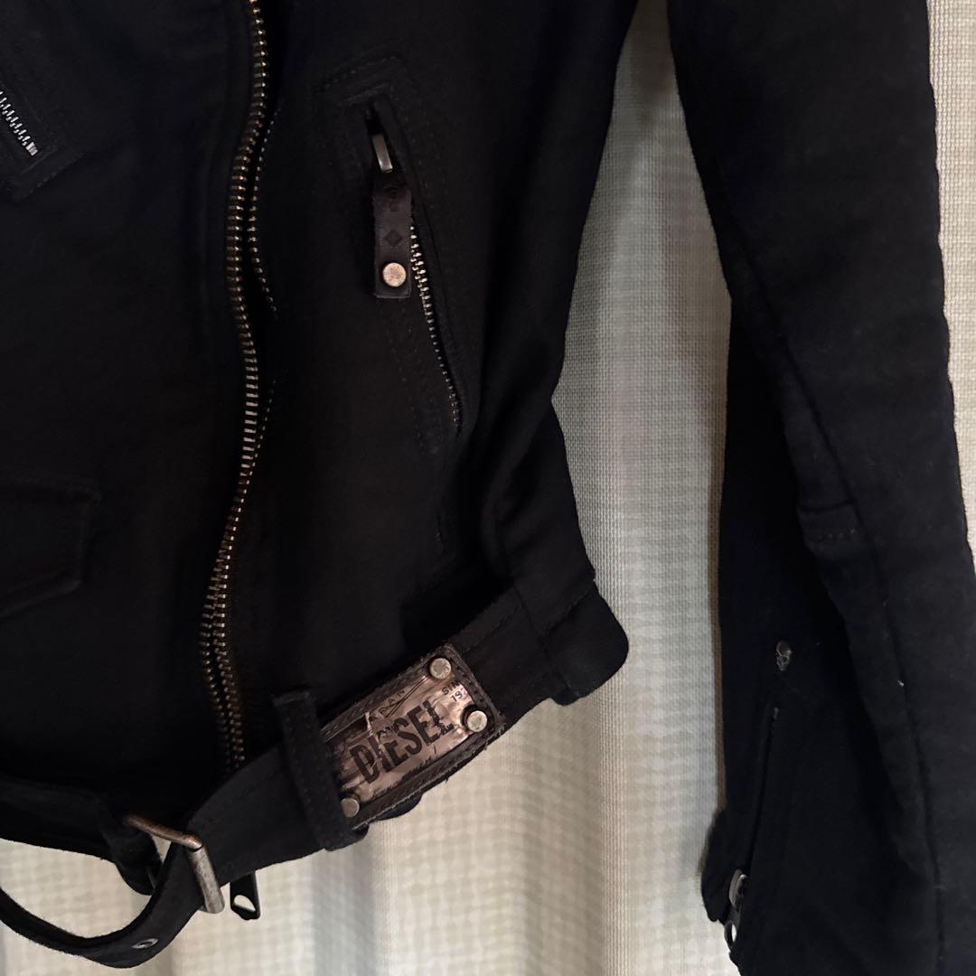 DIESEL ディーゼル ジョグデニム レザー切替 ライダースジャケット S 黒