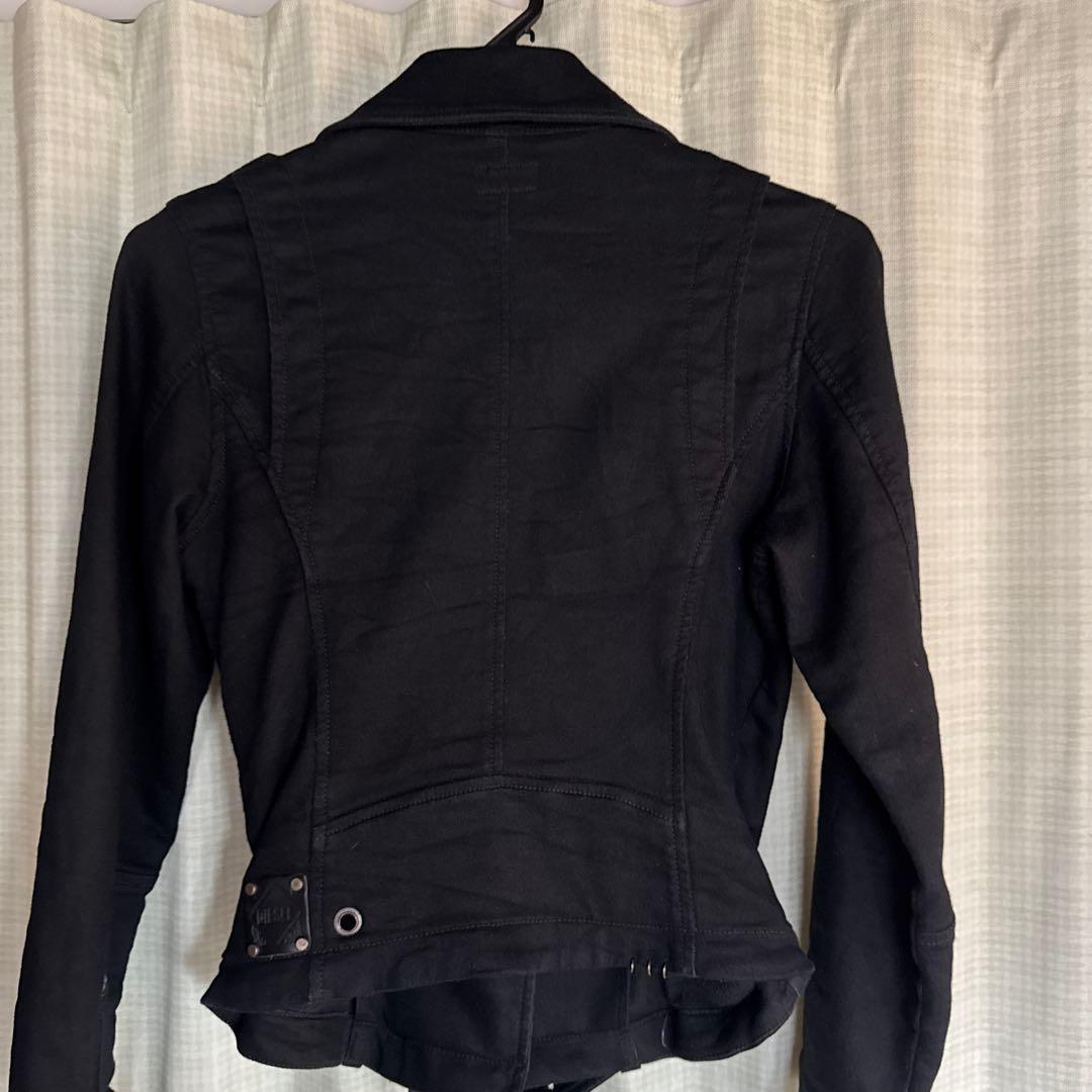 DIESEL ディーゼル ジョグデニム レザー切替 ライダースジャケット S 黒