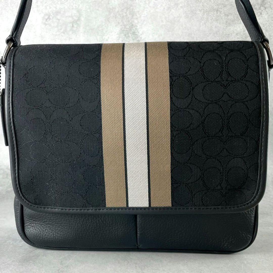 未使用級 コーチ トンプソン スモール マップバッグ ビジネス 本革 肩掛け 黒