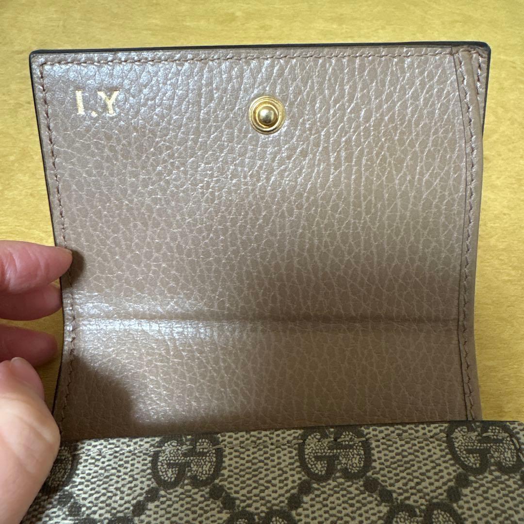 GUCCI 二つ折り財布 GGマーモント キャンバス PVC ダスティーピンク