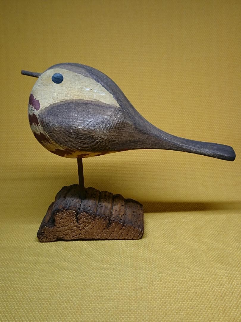とり　鳥　バード　木彫　手描き　置物　インテリア　工芸品　美術品　A1508